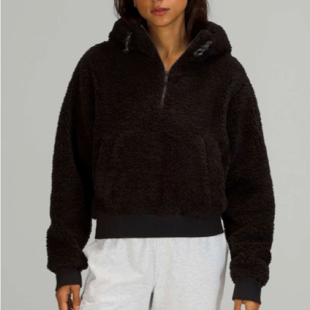 lululemon Textured Fleece 1/2 Zip Black Size 10 NWT